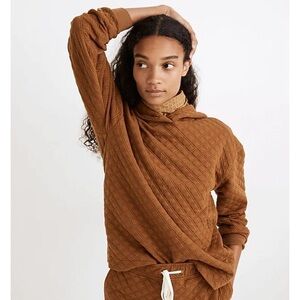 Madewell | (Re)sourced Quilted Hoodie Sweatshirt | Burnt Orange/Brown | Small